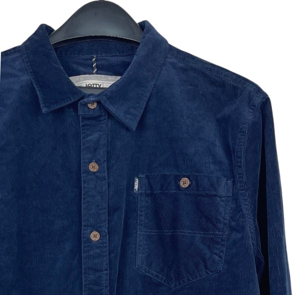 Jetty Marine Supply Co CORDUROY Shirt Mens XL Long Sleeve Button Down Navy Blue